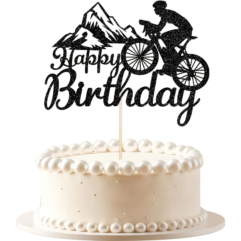 Mountain Biking Events - Black Glitter Mountain Bike Happy Birthday